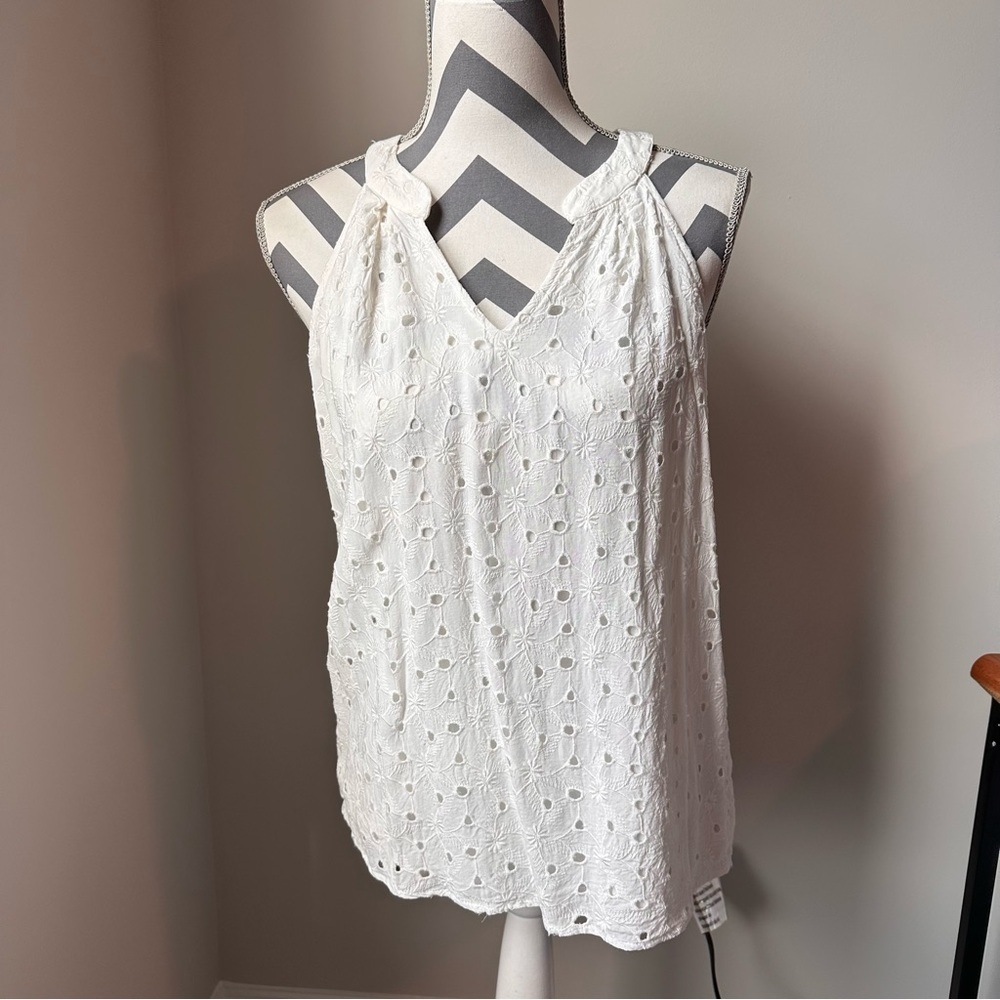 Market & Spruce White Eyelet Halter Top M | Bridal Shower Bachelorette